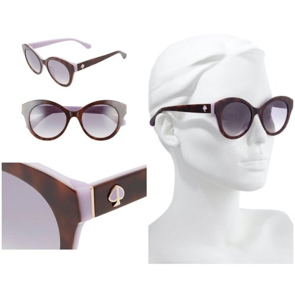 💕KATE SPADE💕 Karleigh 51mm Cat Eye Sunglasses ~ Havana/Plum NWT